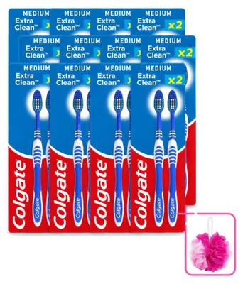 Image de 12 brosses à dents Colgate Extra Clean - Tête moyenne - Pack économique - 12 pièces