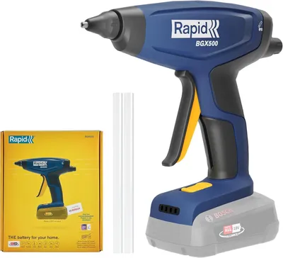 Produktbild von Rapid BGX500, Heißklebepistole, Schwarz, Blau, 14,994 g/min, 12 cm, 3 min, Akku