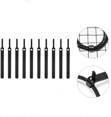 Zdjęcie produktu dla Opakowanie 10 sztuk, wielokrotnego użytku, nylonowych opasek kablowych z zapięciem na rzep, o długości 14 cm, czarne, do organizacji kabli. Marka: CHPN