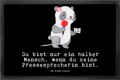 Produktbild von Mr. & Mrs. Panda Schmutzmatte Pressesprecherin Herz 50 x 75 cm - Schwarz - Geschenk, Gummimatte, Fussmatte, abstreifer, Fußabstreifer, Schmutzfangmatte