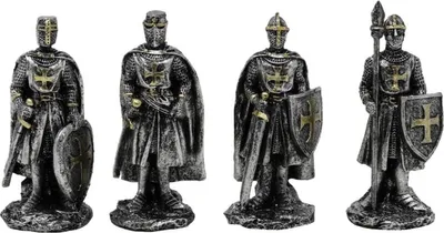 Produktbild von 4er Set Kreuzritter mit Speer silber