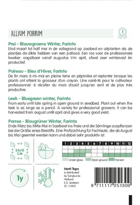 Produktbild von Porree Blaugrüne Winter Farinto | Lauchsamen von Hortitops
