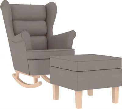 Produktbild von vidaXL Schaukelstuhl mit Fußhocker Taupe Stoff