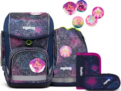 Produktbild von ergobag Schulranzen Super Reflex Glow-Edition Cubo-Set 5-teilig Bärlaxy dunkelblau