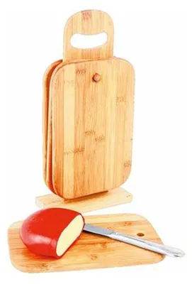 Image de lot de 4 planches à déjeuner en bambou + support Planche à découper Planche de cuisine en bois
