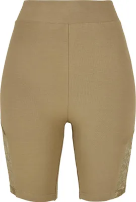 Produktbild von Urban Classics TB4790 | Ladies High Waist Lace Inset Cycle Shorts Damen Radlerhose - Farbe: Khaki - Größe: XL