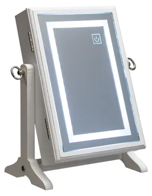 Produktbild von Led-schmuckschrank "bettany" aus weißem holz 26x35cm - Atmosphera créateur d'intérieur