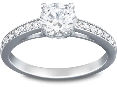 Produktbild von Swarovski Attract Round Ring, Rhodinierter Damenring mit Funkelnden Swarovski Kr