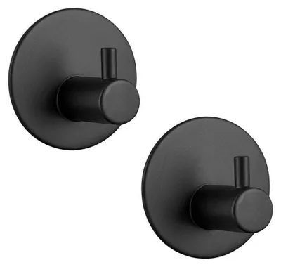 Produktbild von selbstklebende Handtuchhaken, schwarz, Bademantelhaken, Wandhaken, Edelstahl, rostfrei, für Bad und Küche, Handtuchhalter, Kleiderhaken, kein Bohren erforderlich… (Schwarz, 2 Stück)