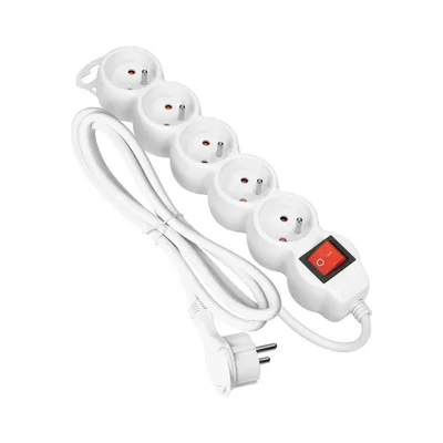 Produktbild von Virone | Steckdosenleiste ES-7/W/1,5 - Weiß - 5-fach mit Schalter - Praktisch und sicher - 1,5 m Kabel