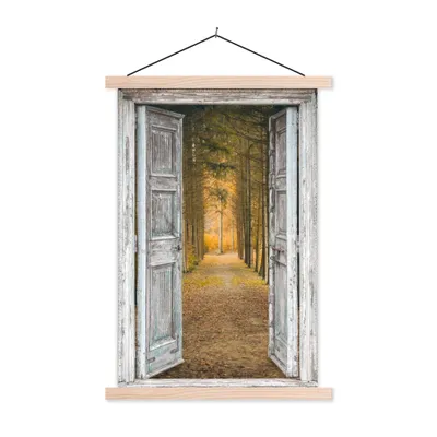 Produktbild von MuchoWow® Textilposter Wald - Herbst - Ausblick 60x90 cm mit holzfarbenen Rahmen - Textil