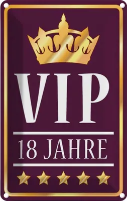 Produktbild von vianmo Blechschild 18x12 cm VIP 18 Jahre lila/weiß Geburtstag Feiern Party