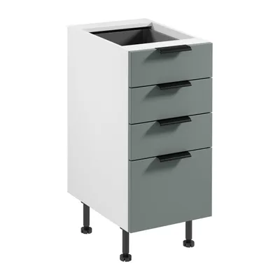 Produktbild von küchenunterschrank 40 cm Küchenschrank mit Schubladen ohne Arbeitsplatte, Sorento D40S4 AX Weiß/Grün