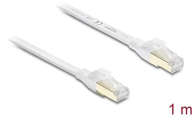 Image de Câble de raccordement RJ45 à plat Cat.8.1 U/FTP, 1 m, 40 Gbps, blanc