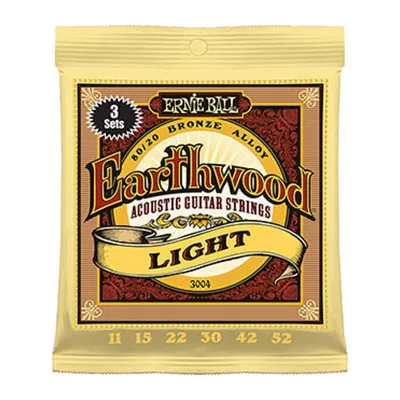 Produktbild von 3 x Ernie Ball Earthwood Light Acoustic 80/20 Bronze 11-52 Saiten (3004)