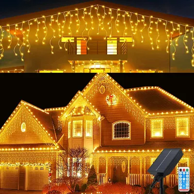 Image de Guirlande lumineuse solaire, 10 mètres, 336 LED, étanche, 8 modes, télécommande