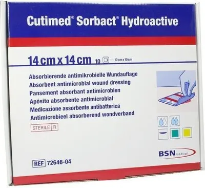 Obrázek produktu pro Cutimed Sorbact Hydroactive Kompressen 14x14 cm 10 St