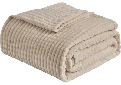 Productafbeelding van Knuffeldekentje, zacht en pluizig, 3D-touch ervaring, fleece deken, warm, beige, 130 x 150 cm