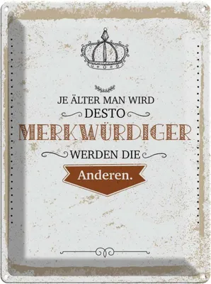 Produktbild von vianmo Blechschild 40x30 cm je älter desto merkwürdiger andere Spruch Zitat