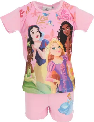 Zdjęcie produktu dla Disney Princess Shortama - Piżama dziecięca i piżama letnia wykonana w 100% z bawełny Różowy 5 lat