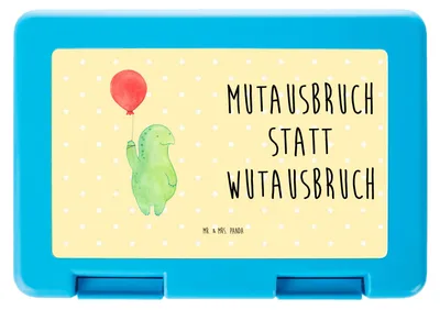 Produktbild von Mr. & Mrs. Panda Bentobox Schildkröte Luftballon - Gelb Pastell - Geschenk, Bento Box, Motivation, Motivationsspruch, Lunchbox, Schildkröten, Snackbox, Frischhaltedose