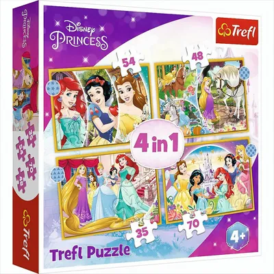 Produktbild von TREFL Disney Prinzessinnen Puzzle: Happy Day 4in1 (35,48,54,70 Teile)