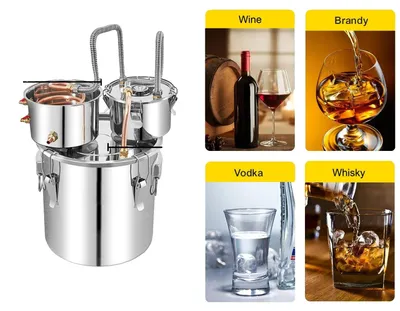 Obrázek produktu pro Destilační přístroj, objem 30 litrů, vyrobený z nerezové oceli a mědi, 30 l