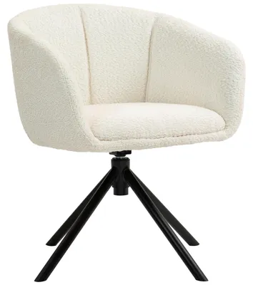 Produktbild von Polsterstuhl drehbar, Sessel mit Sitzschale und Armlehnen, Loungesessel, Cremeweiss | 59 x 58,5 x 78,5 cm | bis 120 kg | Polyester Schneeflockenvlies