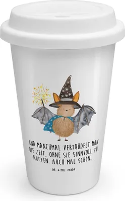 Produktbild von Mr. & Mrs. Panda Kaffeebecher To Go Fledermaus Zauberer - Weiß - Geschenk, ToGo, Coffee Becher, Magier, Lustige Sprüche, Thermobecher, Thermokaffeebecher, Fledermäuse