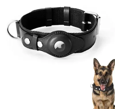 AirTag-Halsband für Hunde, verstellbar, schwarz, M
