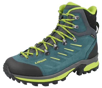 Produktbild von LOWA Randir GTX Mid Herren Wanderstiefel blau gelb Veloursleder - Größe: UK 10,5
