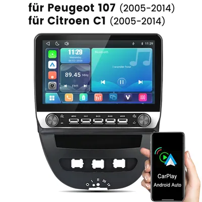 Produktbild von Junsun 10.1 Zoll Autoradio für Peugeot 107 / Citroën C1 (2005–2014) – Linux System mit CarPlay, Android Auto, Tasten + Drehknopf