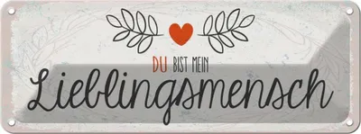 Produktbild von vianmo Blechschild 10x27 cm Du mein Lieblingsmensch Herz Spruch Zitat