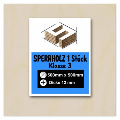 Produktbild von Quadratische Birkensperrholzplatte zum Basteln und Bemalen – Lasergravur, CNC-Fräsen, Modellbau, Laubsägearbeiten, Brandmalerei und Decoupage – Klasse 3 – 50 × 50 cm (500 × 500 mm) – 12 mm – 1 Stück