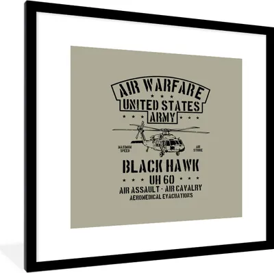 Produktbild von MuchoWow® MuchoWow® Gerahmtes Poster Mancave - Hubschrauber - Vintage - Amerika 40x40 cm - Poster mit zchwarzem Bilderrahmen - Poster - Plakat im Rahmen