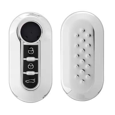 Produktbild von kwmobile Autoschlüssel Hülle kompatibel mit Fiat Lancia 3-Tasten Klapp Autoschlüssel - Schlüsselhülle Silikon Cover - Hochglanz Silber