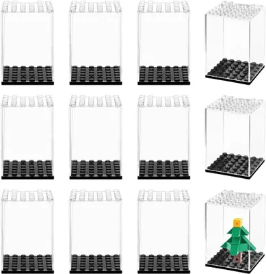 Imagen del producto de Vitrina acrílica pequeña, juego de 12 unidades, transparente, ideal para figuras y miniaturas