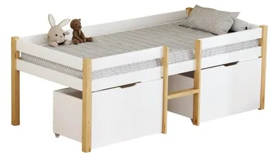 Obrázek produktu pro Kondela Dětská postel s úložným prostorem Juna 90x200 cm - bílá / dub