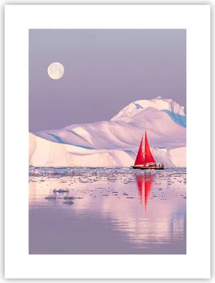 Produktbild von Poster - Poster ohne Rahmen - Segelschiff Mond Gletscher - 30x40 cm - Wand Bild - Wanddeko - Wandbilder - Kunstposter - Wandposter - Bilder - Kunstdruck - Wanddekoration - Wandbild - P2XPA30x40-4462