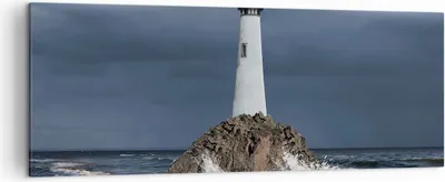 Produktbild von Bild auf Leinwand - Leinwandbild - Leuchtturm Meer - 140x50cm - Wand Bild - Wanddeko - Wandbilder - Leinwanddruck - Bilder - Kunstdruck - Wanddekoration - Leinwand bilder - Wandkunst - AB140x50-3550