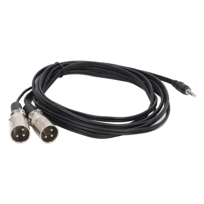 Zdjęcie produktu dla Przejściówka mikrofonowa typu Y o długości 3 metrów z wtykiem jack 3,5 mm na dwa wtyki XLR, przeznaczona do głośników, odtwarzaczy MP3 i MP4