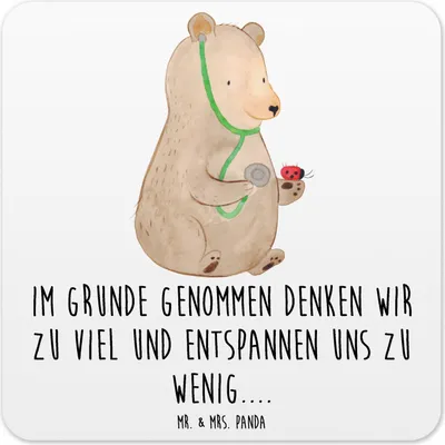 Produktbild von Mr. & Mrs. Panda Tischuntersetzer Bär Arzt 6er Set - Weiß - Geschenk, Untersetzer für Gläser, Doktor, Glas-Untersetzer, Professor, Teddy, Ärztin, Coaster, Professorin