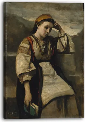 Produktbild von Leinwandbild (60x80cm): Camille Corot - Träumereien, echter Holz-Keilrahmen inkl. Aufhänger, handgefertigt in Deutschland