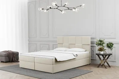 Produktbild von Boxspringbett Schlafzimmerbett JOLIE 120x200cm in Stoff Matt Velvet Creme