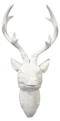 Produktbild von XXL Hirschgeweih Hirschkopf Geweih 10-Ender Weiß glänzend Optik 48x32x61cm