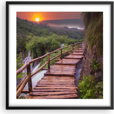 Produktbild von Gerahmtes Poster - Schwarzer Rahmen - Park Natur Wasser - 50x50 cm - Wand Bild - Wanddeko - Wandbilder - Kunstposter - Wandposter - Bilderrahmen - Bilder - Kunstdruck - Wandbild - P2BAC50x50-3962