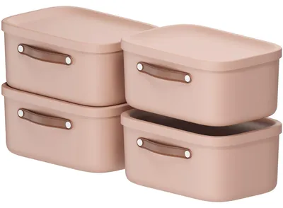 Produktbild von Rotho Aufbewahrungsbox 4er-Set 12L Maloja - Kunststoffbox 39,5 x 23,5 x 17,7 cm - Box mit Deckel - Stapelbox sicher verschließbar - Plastikbox