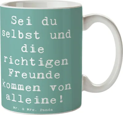 Produktbild von Mr. & Mrs. Panda Becher Spruch Neue Freunde finden - Meeresbrise - Geschenk, Tasse, Trost, Kaffeetasse, Pott, Teetasse, Kaffeebecher, Vertrauem, Lebensfreude, Mutmacher
