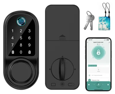 Produktbild von Smartes Fingerabdruckschloss, Fingerabdruck APP Code Key, 0.3s Erkennung, 100 Fingerabdrücke, Auto-Lock, für 35-55mm Türstärke, Bluetooth Version