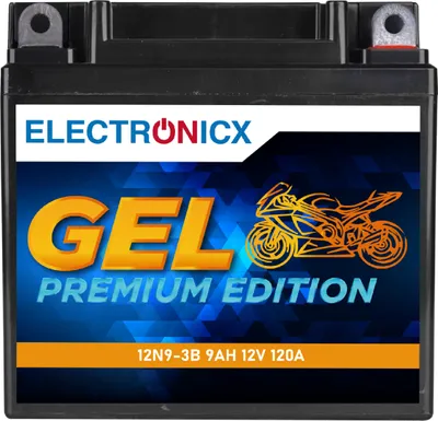 Immagine prodotto di Batteria per moto Electronicx YB9L-B 12N9-3B 12 V 9 Ah 120 A/EN GEL - Senza manutenzione, a tenuta stagna, di lunga durata ▶ Batteria premium 12 V senza manutenzione  Spedizione in Germania